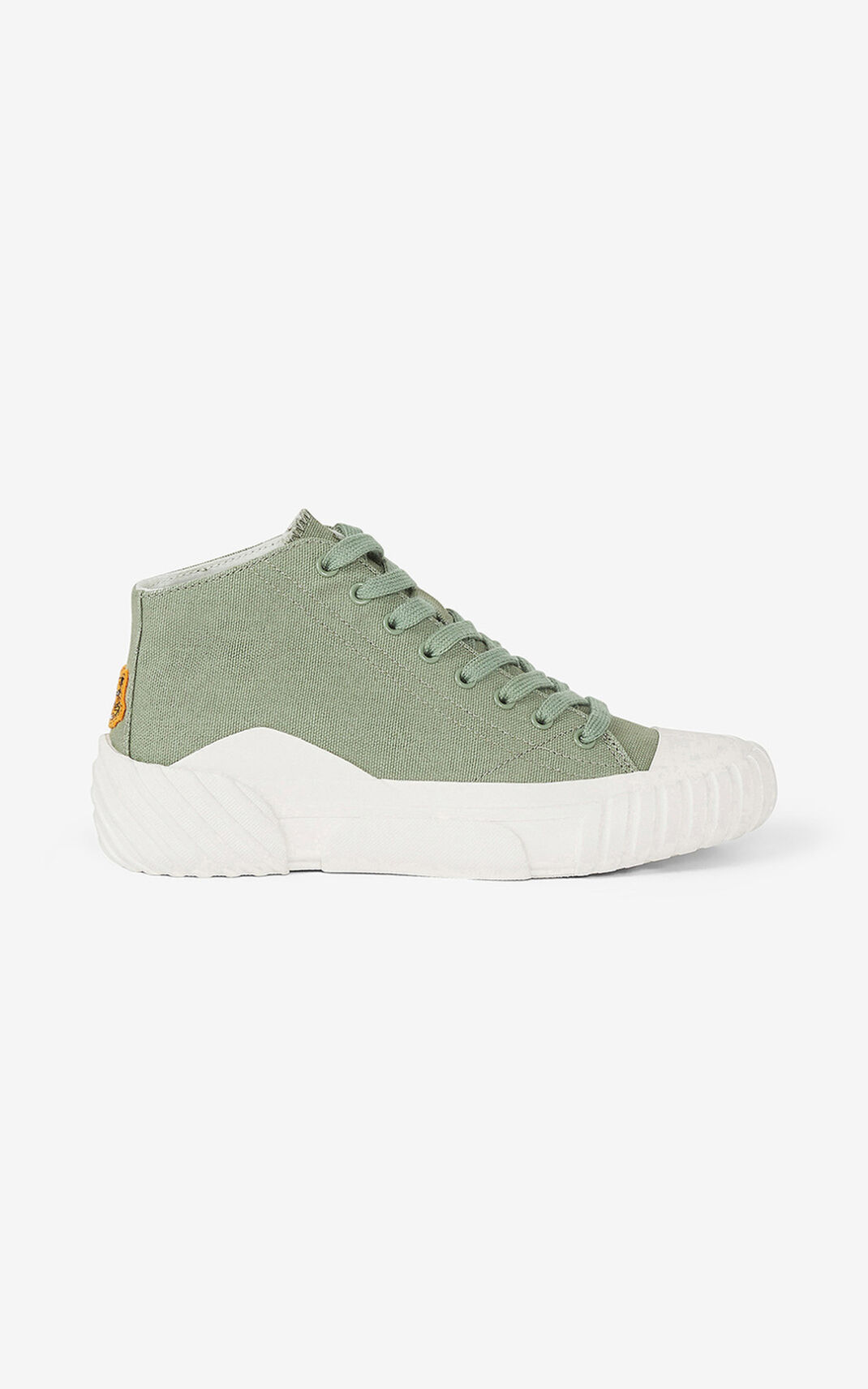 Kenzo Canvas Tiger Crest high top Sneakers Light Green For Womens 9724QGKWC